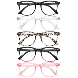 ZEHEXA Reading Glasses for Women Men Lightweight Blue Light Blocking Readers Fashion Computer Eye Glasses Frames - 5 Pack Anti Glare UV Cheaters 2.0