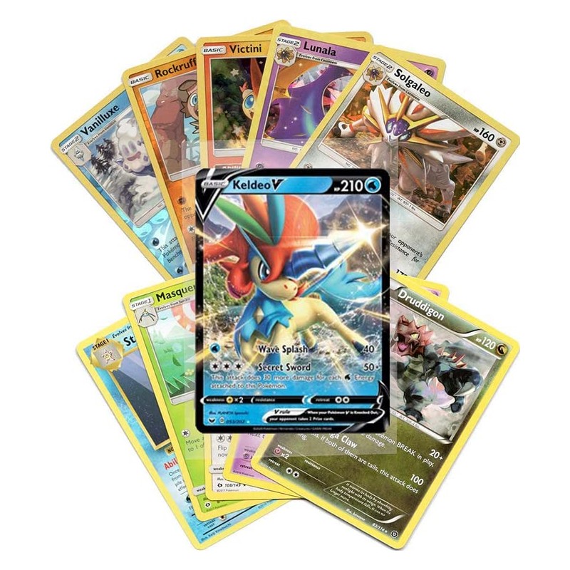 Pokémon Cards - 50 Card Assorted Lot with Guaranteed V