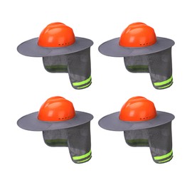 UNCO- Hard Hat Sun Shield, 4 Pack, Gray, Full & Standard Brim Mesh Sunshade High Visibility Reflective, Hard Hat Accessories