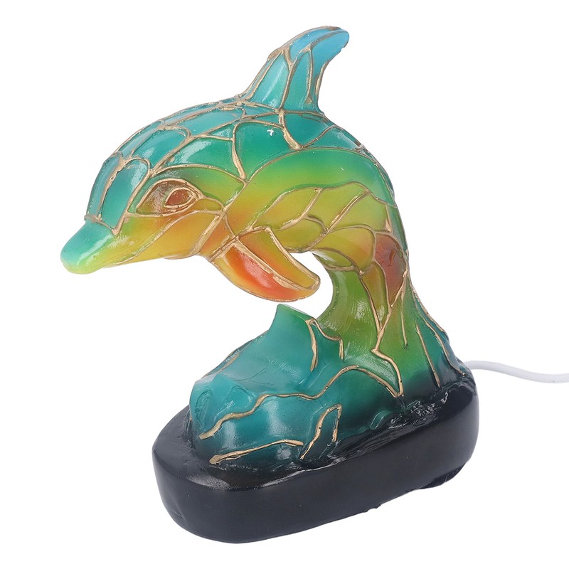 Animal Table Lamp Retro USB Plug in Decorative Resin Dolphin