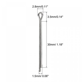 sourcing map Split Cotter Pin, 1.5mm x 30mm Stainless Steel Clip Fastener Fitting for Automotive, Mechanics, Silver Tone, 30Pcs