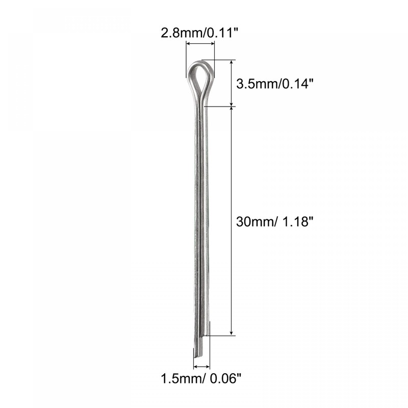 sourcing map Split Cotter Pin, 1.5mm x 30mm Stainless Steel