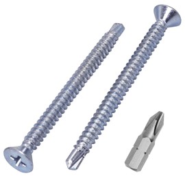 SKIR'CO (Pack of 20) DIN 7504 P Galvanized Steel 4.8 x 60mm Self Drilling Screws for Metal, Tapping Screw, Countersunk Head