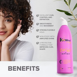 KALIVE Curl Gel 16 oz for Curly Hair, Defines All Hair Types - Curls, Waves, Natural or Permed Textures for Women
