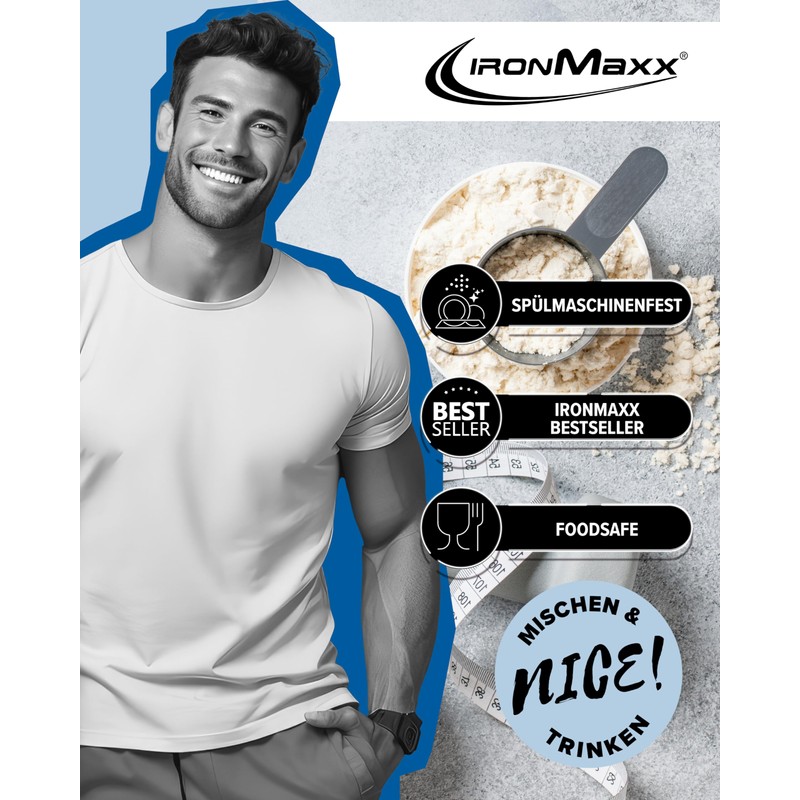 IronMaxx Protein Shaker with Screw Cap, Black (Night Black), 700