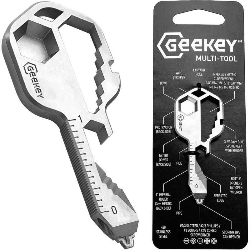Geekey Keychain Multitool – EDC Tool with 16+ Functions |