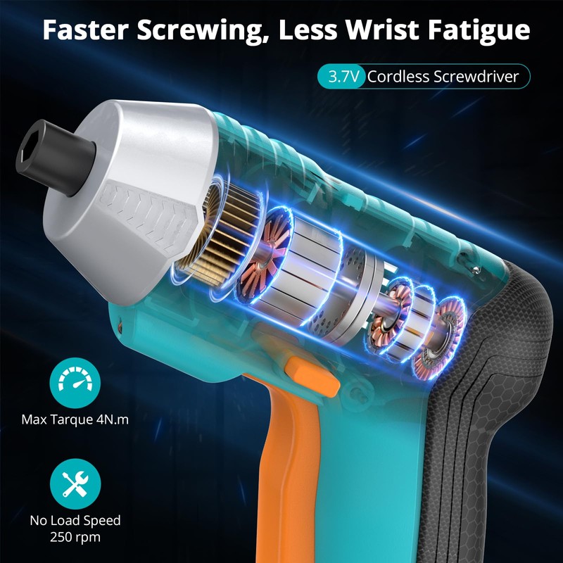 Electric Screwdriver, Rechargeable 3.7V Cordless Screwdriver with 29pc Bit Set,