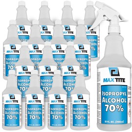 MaxTite 70% Isopropyl Alcohol (4 Gallons (16 Pack, 32 fl oz) - Includes Heavy-Duty Spray Nozzle - Made in USA