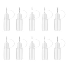 Yibaijia 20 Pcs Precision Tip Applicator Bottles, 10 ml Liquid Dropper Filling Bottles, Needle Tip Glue Bottle for DIY Quilling Craft, Oiler Bottle, Small Gluing Projects, Acrylic Painting