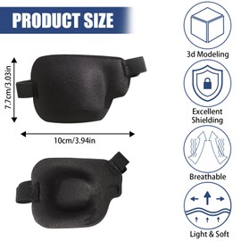 Highly Elastic Black 3D Eye Patch, Pack of 2 Adjustable Eye Patches, Medical, Adult and Children Single Eye Patch, Amblyopia Strabismus Eye Patch for Daily Use (Right Eye)