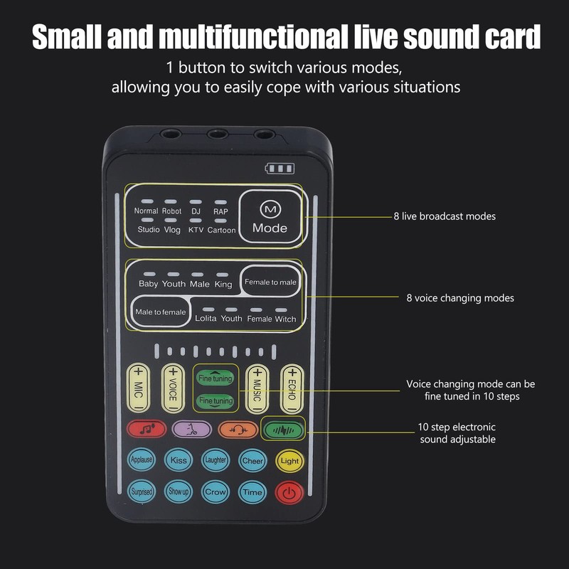 I9 Voice Changer Set, Mini Live Broadcast Voice Disguiser, Portable