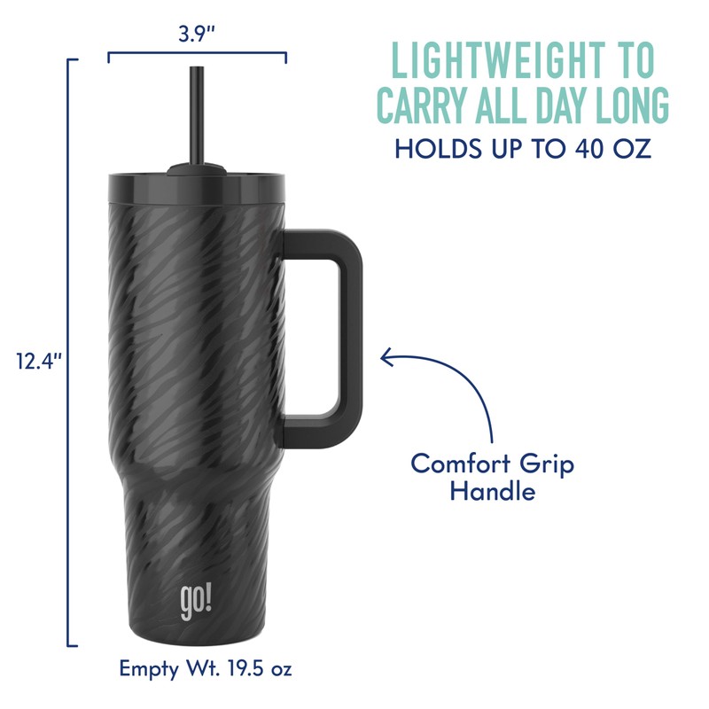 go! 40oz Stainless Steel Handle Tumbler with Triple Insulation &