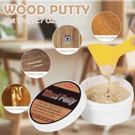 SEISSO Wood Putty, Golden Oak Wood Filler Paintable, Wood Putty Outdoor Waterproof, Wood Repair Putty Stainable, Wood Furniture Repair kit - Restore Wooden Table, Cabinet, Floors, Door