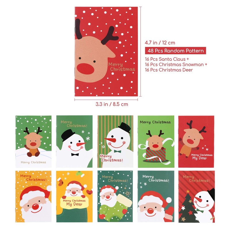 STOBOK Christmas Notepads 48 Pieces Mini Notebook Christmas Small Diary