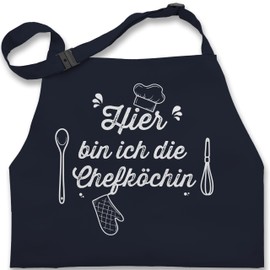 Shirtracer - Children's Apron Children Boys Girls - Cooking Apron - Children - Hier bin ich die Chefköchin, 2 Navy Blue