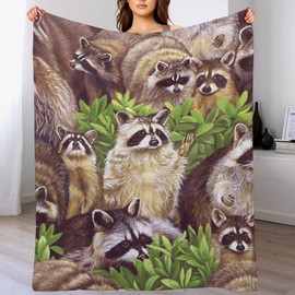 Raccoon Blanket Cute Raccoon Gifts for Girls Boys Kids Woman Throw Blankets Raccoon Lover Blanket Soft Warm Fleece Flannel Plush Blankets for Bed Sofa Couch 40"x50"