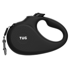 TUG Monochrome XL 360° Tangle-Free Retractable Dog Leash | 26 ft Strong Nylon Tape | One-Handed Brake, Pause, Lock (Extra Large, Black)