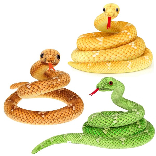 PLUMAGEpp 3 Pcs Snake Stuffed Animal 47 Inches Snake Plush,Large
