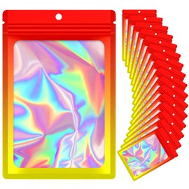 100 Pieces Resealable Mylar Bags, Smell Proof Bags with Clear Window for Food Storage Party Favor Packaging Small Business(Orange&Yellow, 5.5×7.8 Inch)