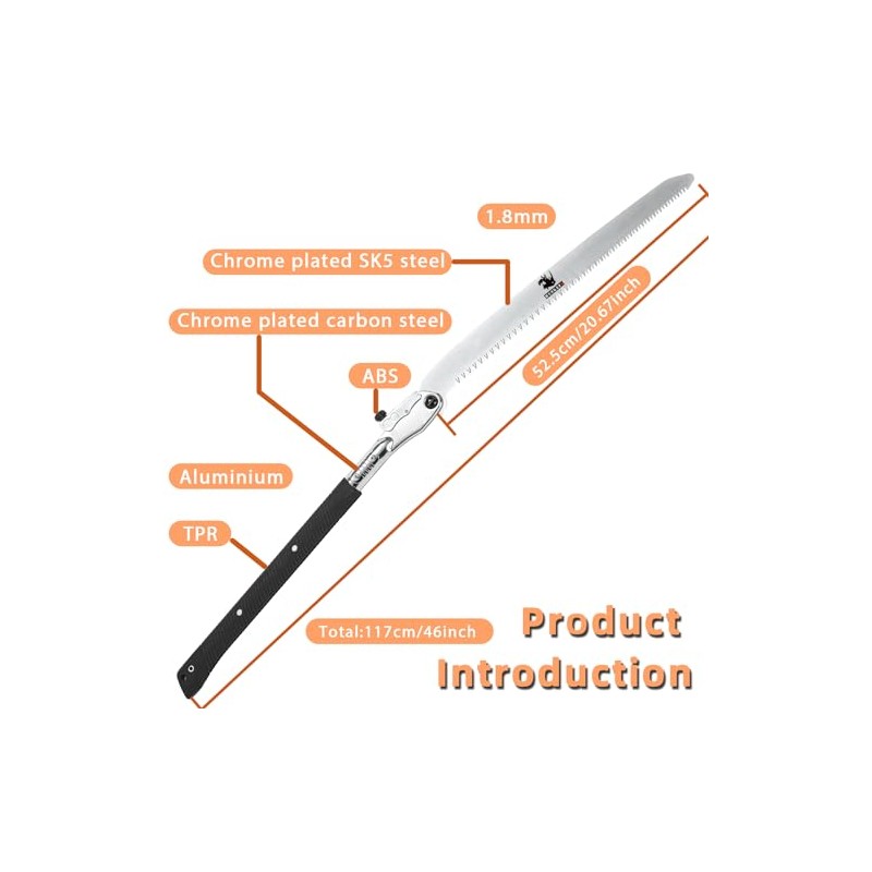 Hand Saw,Woodworking Tools Professional Folding Saw 500mm XXL Teeth