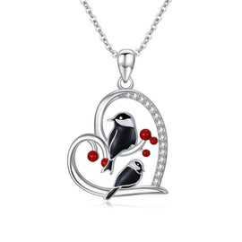 HUKKUN Cute Heart Necklace 925 Silver Bearded Dragon/Shihtzu/Lemur/Chihuahua/Pug/Shepherd/Red Panda Pendant Necklace Cute Jewelry Gifts Women, Sterling Silver, No Gemstone
