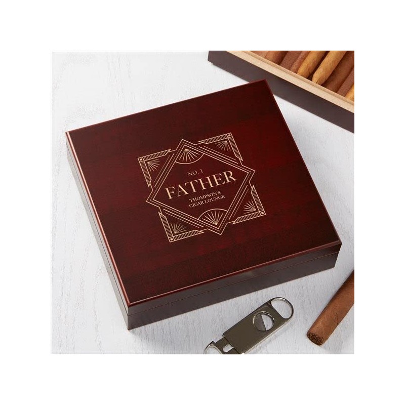 Personalization Universe Engraved Cherry Wood Humidor for Cigars - 20