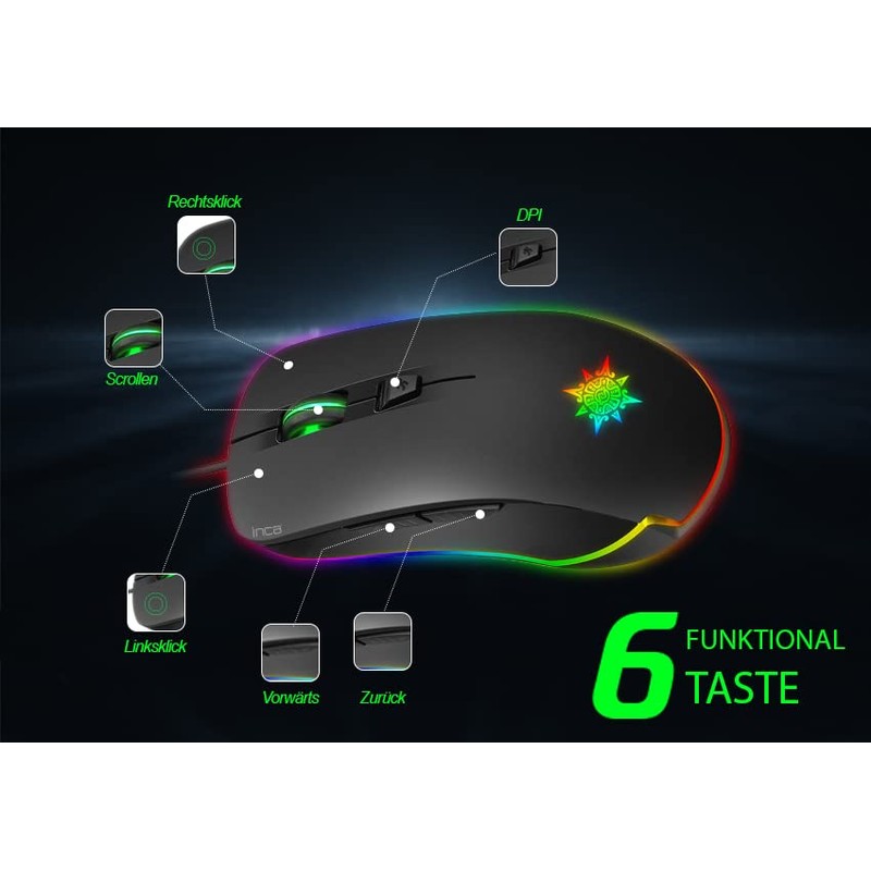 Inca IMG-327 PRO Optical Gaming Mouse 4800 DPI RGB Logo