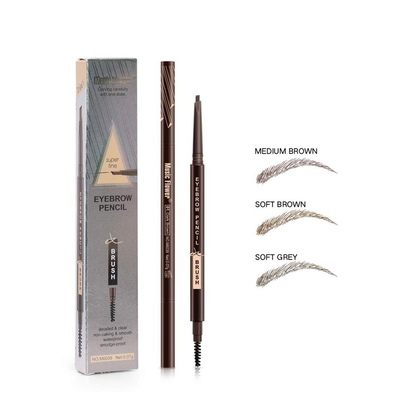 Music Flower Dual Ended Eyebrow Pencil with Spoolie Brush Natural
