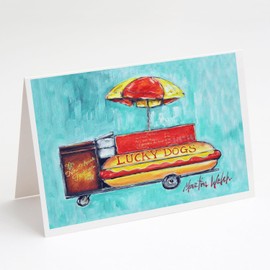 Caroline's Treasures Lucky Dog for Me Greeting Cards Pack of 8 Blank Cards with Envelopes Whimsical A7 Size 5x7 Blank Note Cards