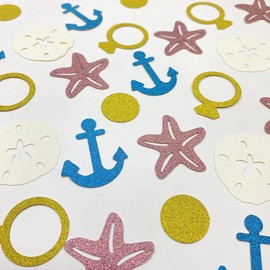 100 Pieces Mermaid Party Glitter Paper Confetti for DIY Mold Art Nail Artwork Holiday Engagement Wedding Bridal Shower Birthday Valentines Party Decorations