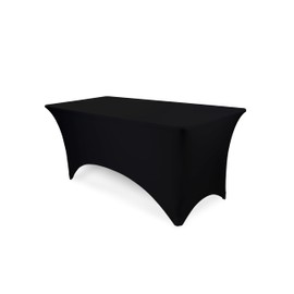 Mantel de elastano negro elástico de 8 pies, Cubre Mantel resistente a las arrugas y a las manchas, de fácil cuidado, se adapta a mesa rectangular de 8 pies