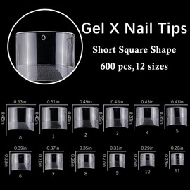 LuckyAttic 600pc French Fake Toenail Tips Clear Press on Toenails Short Square Gel x Toe Nail Tips Full Cover Artificial Toe Nail Short Soft Gel Toe Nail Tips for Gel X Acrylic Toenail Extension