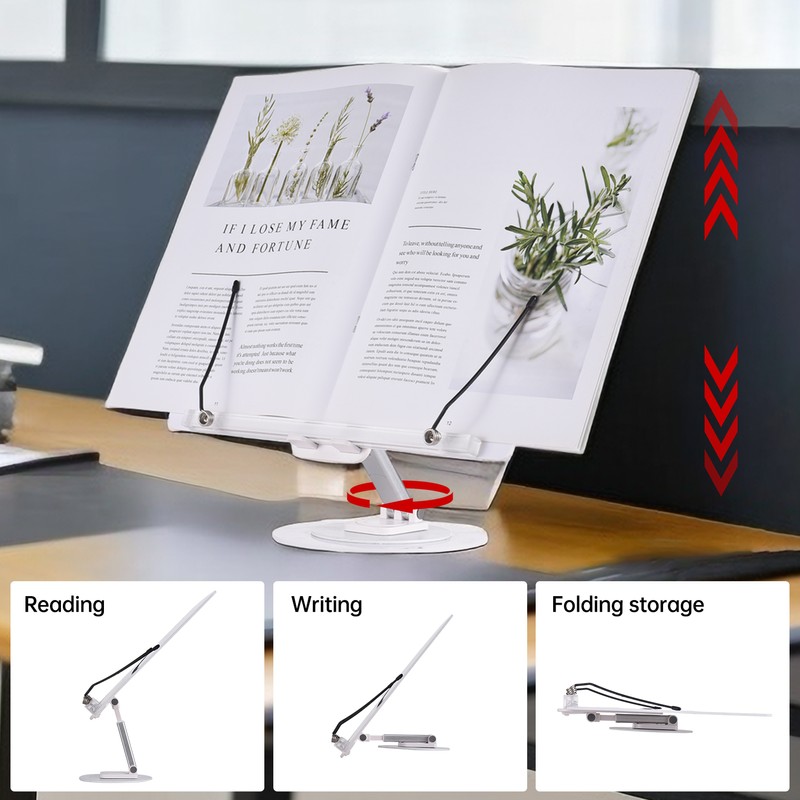 Desktop Book Stand for Reading with 360° Rotating Base &