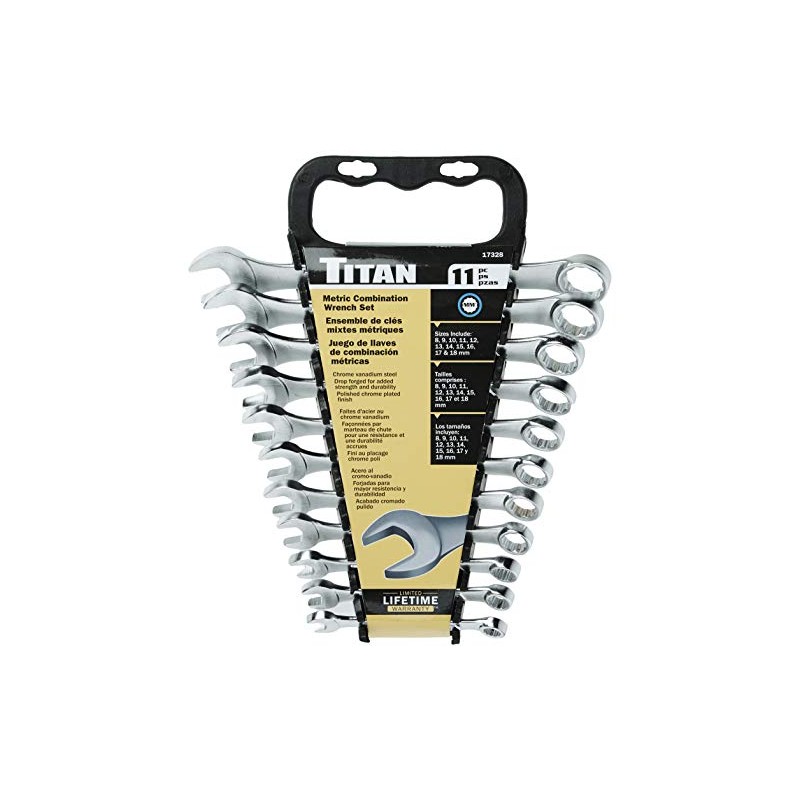 Titan Juego de Llaves Combinadas con Panel Elevado Métrico 17328,