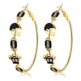 Game Day Earring for Women Football Hoop Earrings Enamel Sport Ball Earrings Football Mom Hoop Earrings Game Day Outfits Accessories Party Jewelry Gifts (Color F)