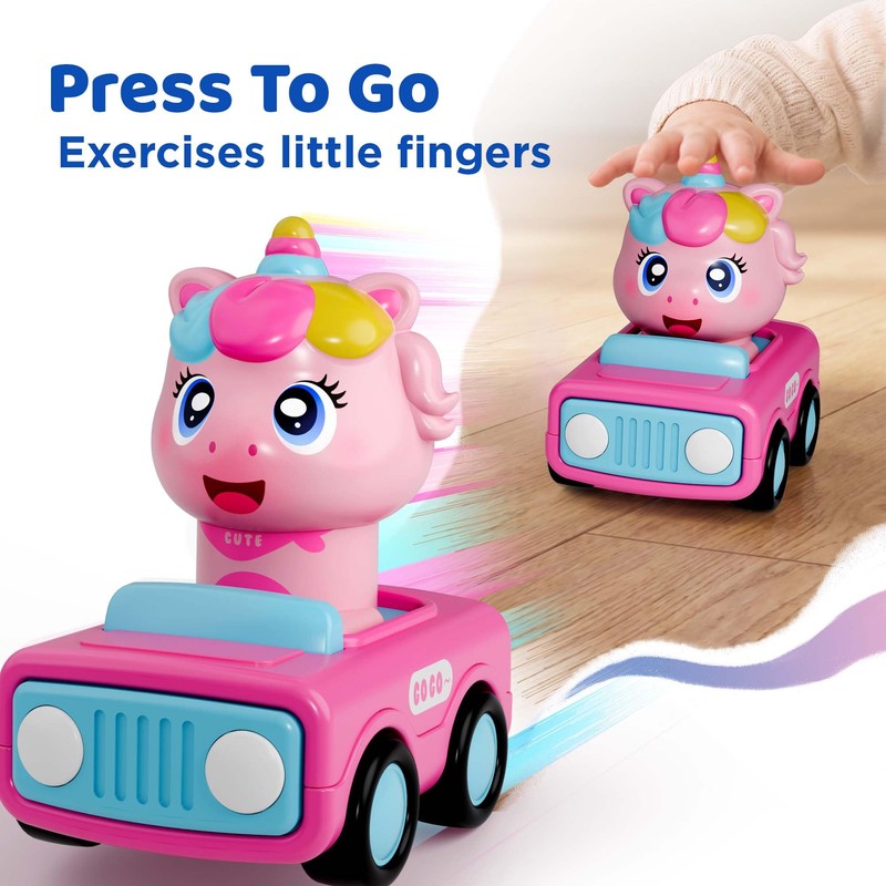 iPlay, iLearn Press to Go Unicorn Car Toys for Toddler
