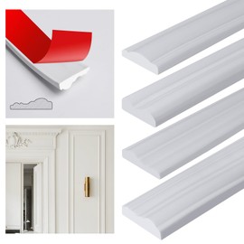 Peel and Stick Panels Molding Trim, Self-Adhesive Wall Paneling Strip, Flexible Chair Rail Classic Wall Trim for Home Decoration ﻿ (1.6in*10ft-White)