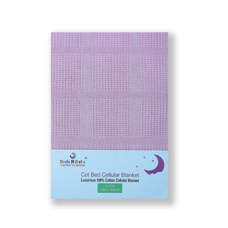 Pink Premium Quality 100% Cotton Cot Cellular Blanket,(100cmX150cm) Made in