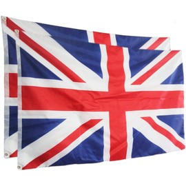 Pack of 2 Union Jack Flag 3x5 Ft Large, Screen Printed polyester Fabric Outdoor&Indoor, Double Stitched British United Kingdom UK Flags 90x150cm Decorations House Banner