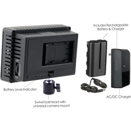 100W Rechargeable LED Video Light Compatible with Nikon D5200 – 160 LED Panel, Dimmable 5600K–3200K, 900 Lux, Battery & Rapid Charger Included – Lightweight On-Camera Lighting Kit