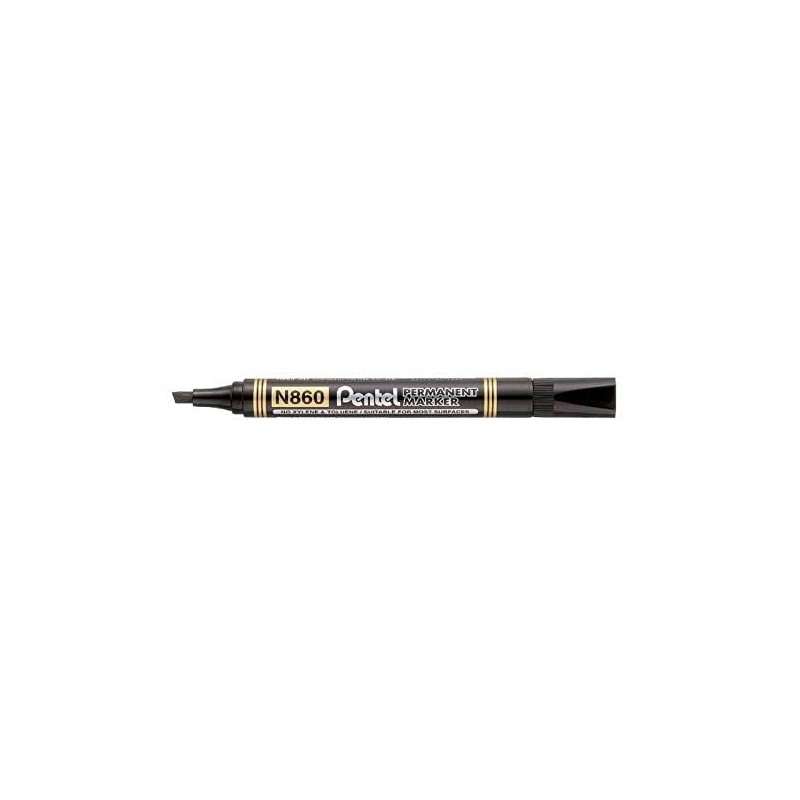 Pentel N860 Permanent Markers Chisel Tip Pack of 12 Black