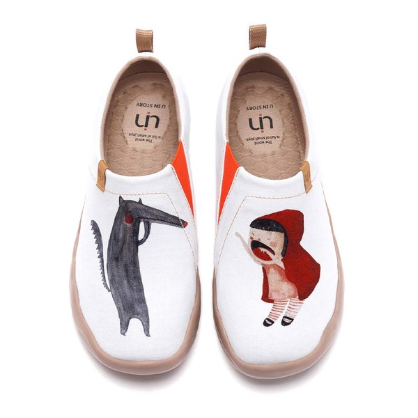 UIN Women’s Slip-On Canvas Shoes, Model Art, Painted Pomegranate, White,