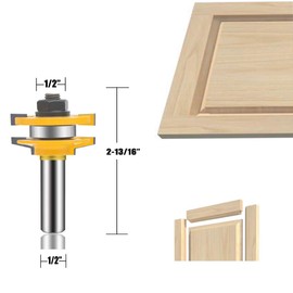 OLETBE 3 PCS Router Bit Set, 1/2-Inch Shank Round Over Raised Panel Cabinet Door Rail and Stile Router Bits, Woodworking Wood Cutter, Wood Carbide Groove Tongue Milling Tool (Square)
