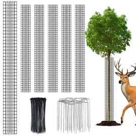 UJG 6PCS 48'' Metal Tree Protectors from Deer, Mesh Tree Bark Protector Guard from Deer, Tree Cages for Deer, Tree Trunk Protector to Protect Bark from Deer Mowers with Zip Ties & Metal Stakes