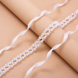 WEZTEZ Pearl Wedding Belt Handmade Bridal Sash for Woman,Wedding Dress Belt Bride Belt Sash For Wedding(Ivory)