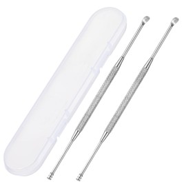 2 Pack Steel Ear Pick Ear Spoon Earwax Remover Spoon Ear Cleaner Ear Scraper Scratcher Stainless Steel Ear Cleaning Tool with Storage Box