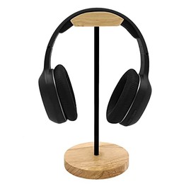 Headphone Stand Nature Wood & Aluminum Headset Hanger Mount Hook Gaming Holder Desktop Earphone Artful Functional Craftmanship Stand for All Headsets with Solid Wooden Base
