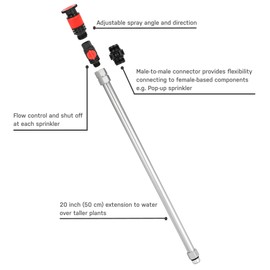 Eden 99989 Multi-Adjustable Sprinkler with Metal Extension Set (12 pcs), Connects to Most Standard (1/2 inch) Threaded Lawn and Garden Watering System