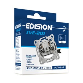 EDISION Antenna socket satellite universal TVE-201, terminal socket flush-mounted TV/R-SAT 2-hole, suitable for DVB-S2, unicable, DVB-T/T2, cable DVB-C, radio, FM, DAB+, DC pass, 2 outputs