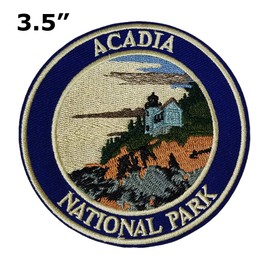 ACADIA National Park 3.5" Embroidered Patch DIY Iron-on or Sew-on Decorative Vacation Travel Souvenir Applique Explore Wander Nature Wildlife Series Bears Wolves Wildlife Hike Trek Camping Scout Guide